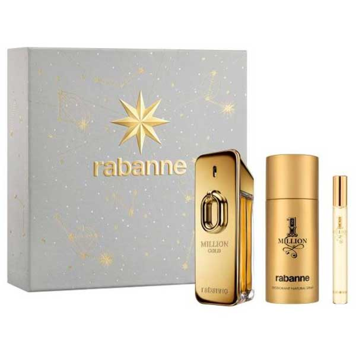 Paco Rabanne Million Gold Intense Gift Set: 100ml EDP + 150ml Deodorant + 10ml Travel