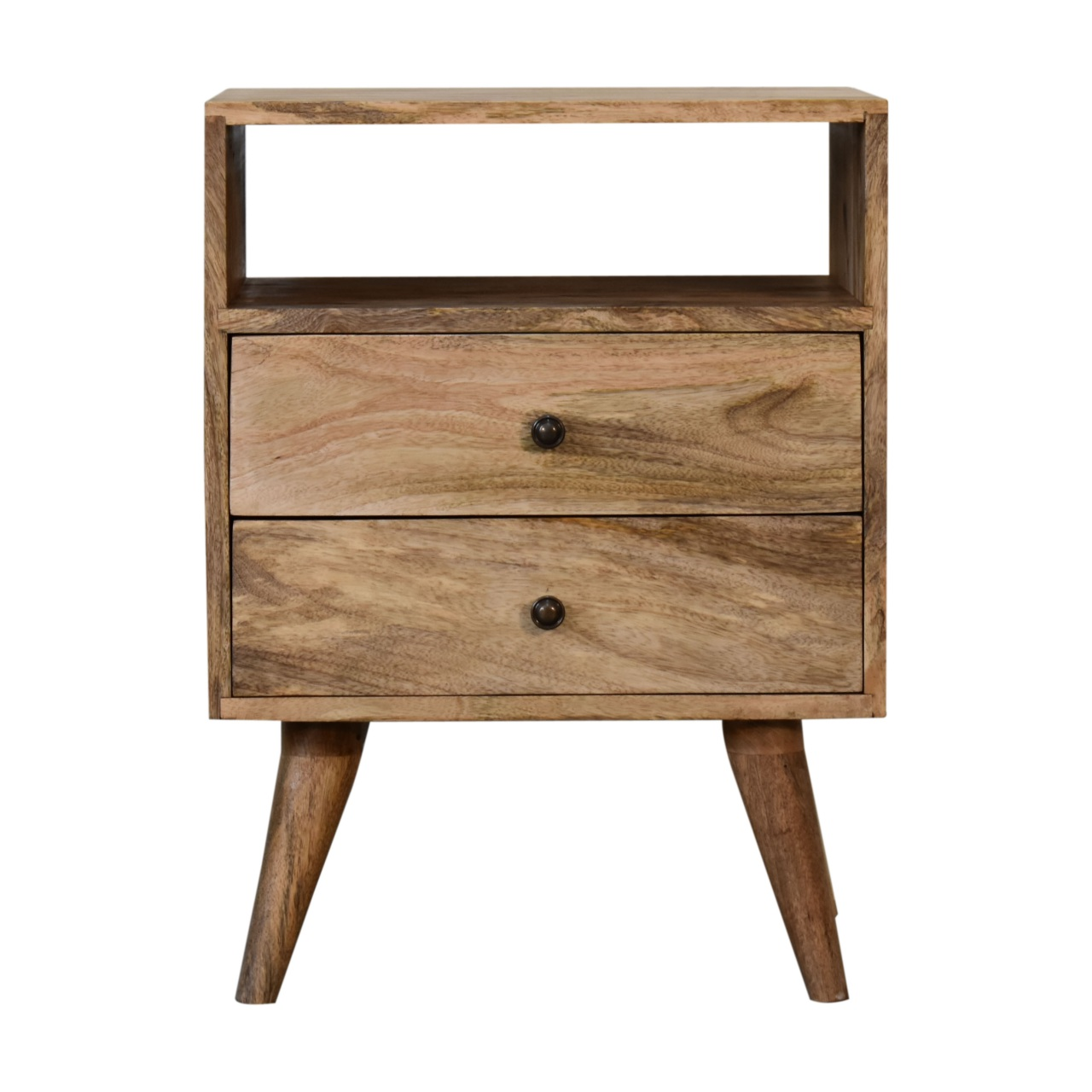 Artisan Furniture Solid Wood Classic Oak-ish Bedside, Beige, 2Drawers
