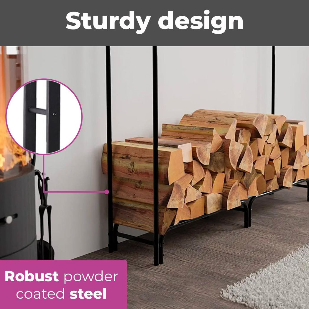 Neo 240cm Outdoor Metal Log Holder Storage Rack with Cover