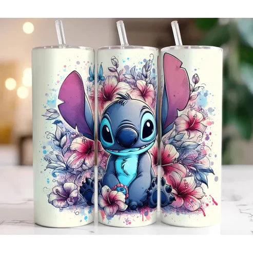 Stitch with flowers tumbler