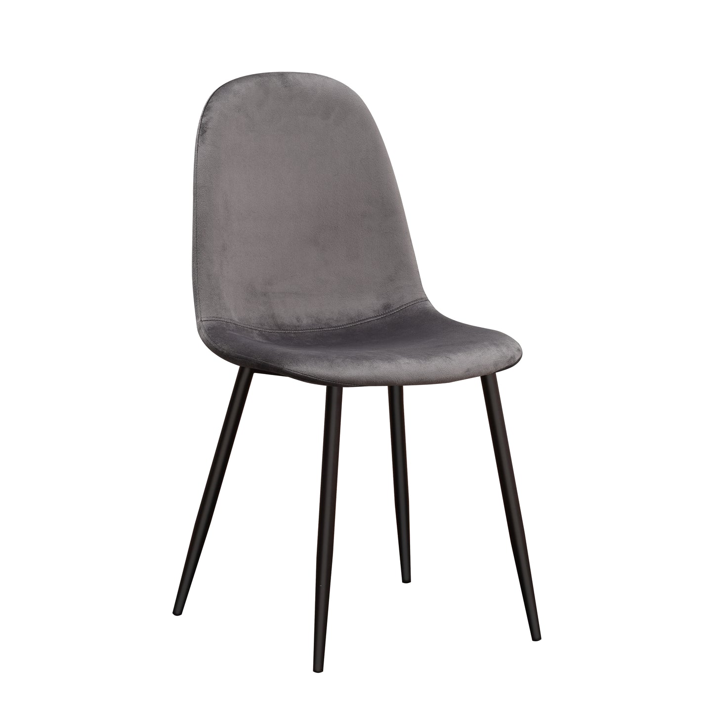 AcaciaHome Modern & Stylish Velvet Cushion Padded Fabric Chair with Black Metal Legs – Comfortable Upholstery with Strong Frame Perfect for Living Rooms, Dining Areas, Offices, & Lounges (Grey)