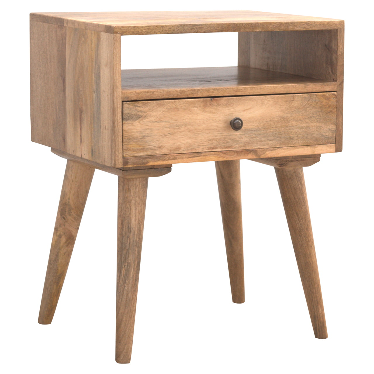 Artisan Furniture Solid Wood Modern Bedside with Open Slot, Beige, 1Drawer