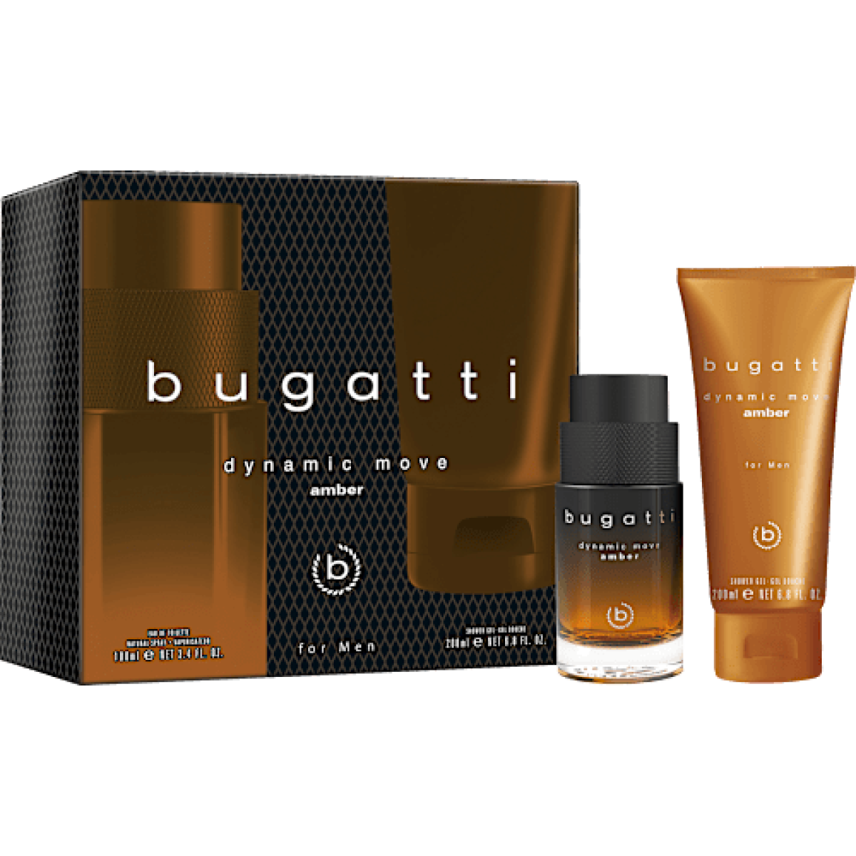 Bugatti Dynamic Move Amber Men Gift Set: EDT 100ml & Shower Gel 200ml (HTML)