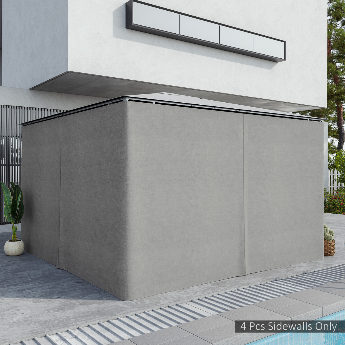 4Pk Gazebo Replacement Sidewalls Privacy Panel for Most 3 x 4m Light Grey