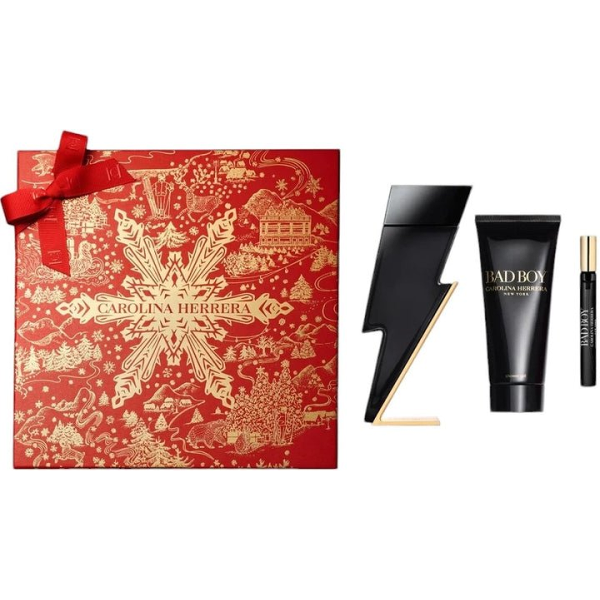 Carolina Herrera Bad Boy Gift Set: 100ml EDT, 100ml Shower Gel & 10ml EDT (HTML)