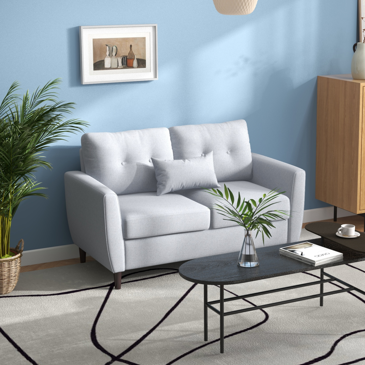 HOMCOM Modern Chic Loveseat with Armrest Spring Padding for Home Office