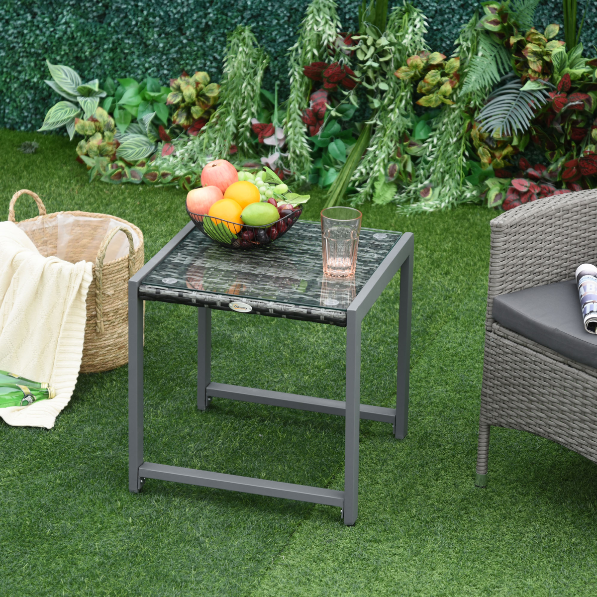 Rattan End Table Side Coffee Desk Outdoor Patio Garden Furniture
