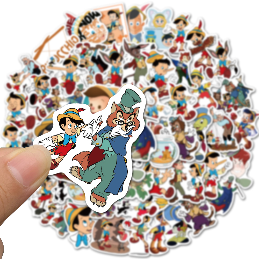 10/30/50pcs Disney Cartoon The Adventures of Pinocchio Stickers Anime DIY Scrapbooking Luggage Laptop Cute Sticker for Kids Toy