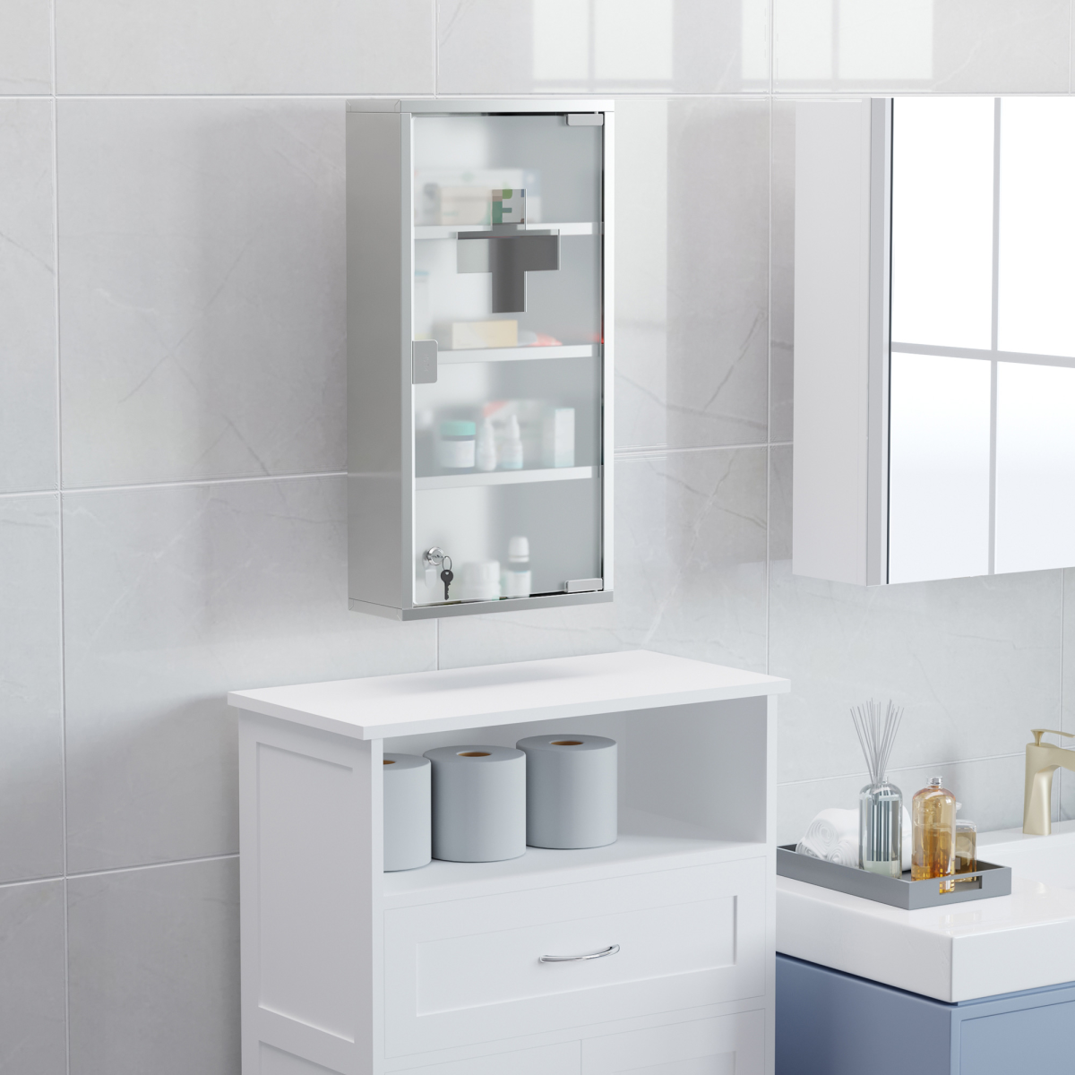 LED Illuminated Bathroom Infrared Sensor Mirror Dustproof 60�80x4CM HOMCOM