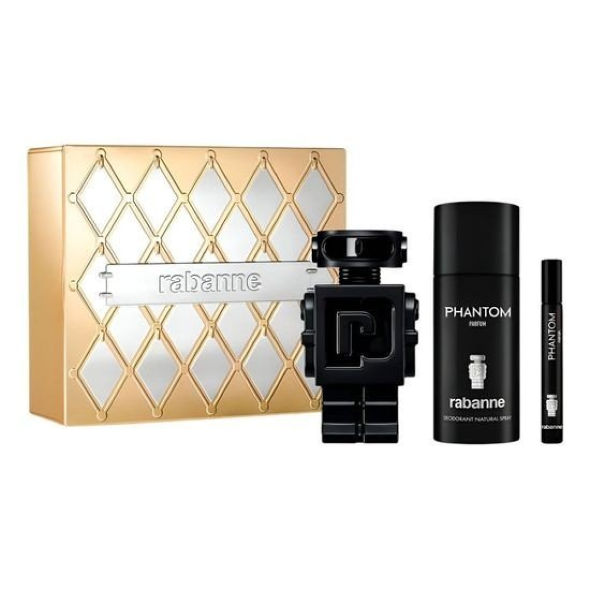 Paco Rabanne Phantom Gift Set: 100ml Parfum Spray, 150ml Deodorant, 10ml Travel