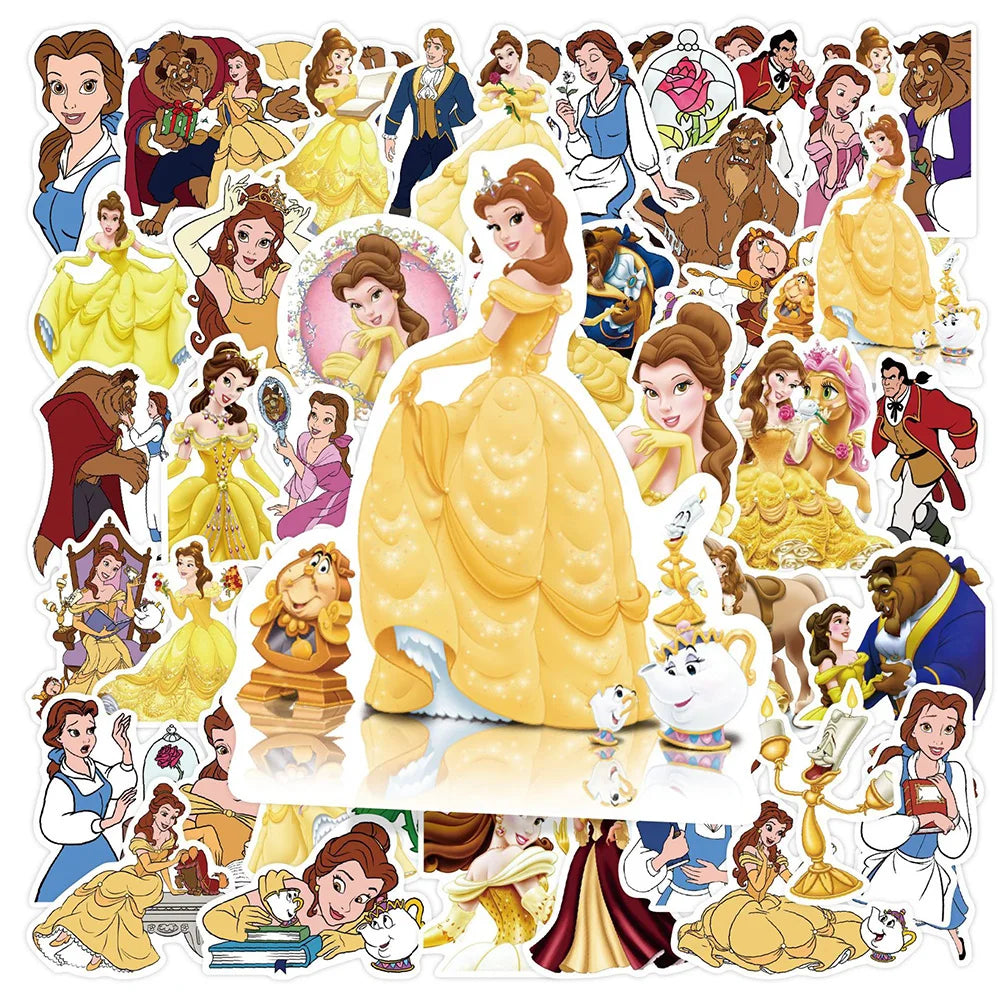 MINISO Waterproof Cartoon Stickers - Fun Disney Beauty & the Beast Decals