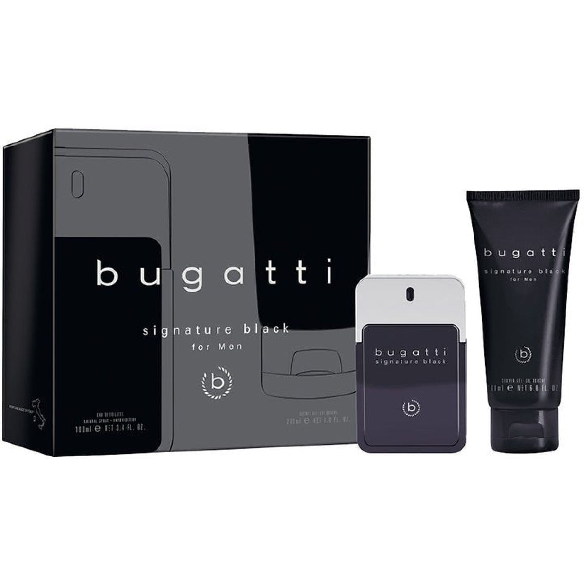 Bugatti Signature Black for Men Gift Set: EDT 100ml + Shower Gel 200ml