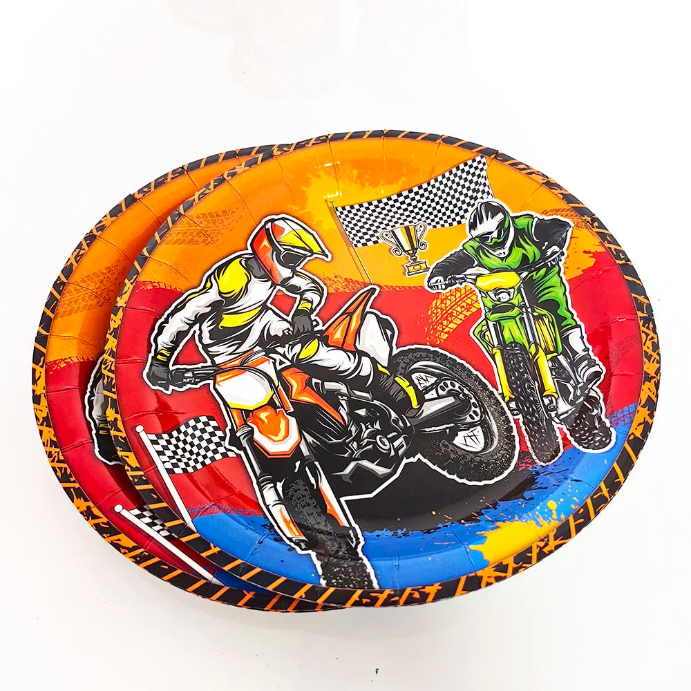 Motorcross Party Tableware Set - Fun Disposable Plates & Cups for Birthdays