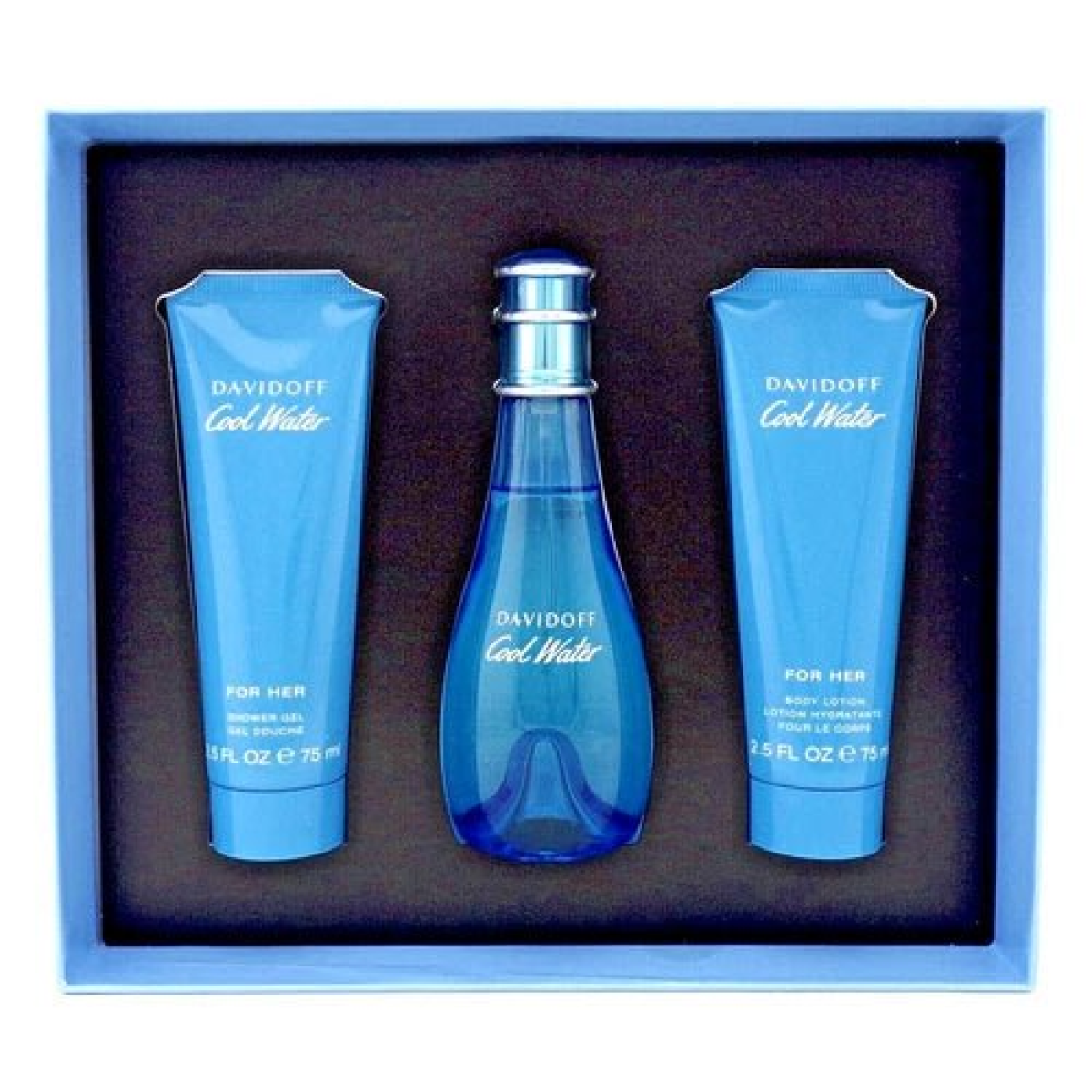 Davidoff Cool Water Gift Set: 100ml EDT, 75ml Body Lotion & 75ml Shower Gel
