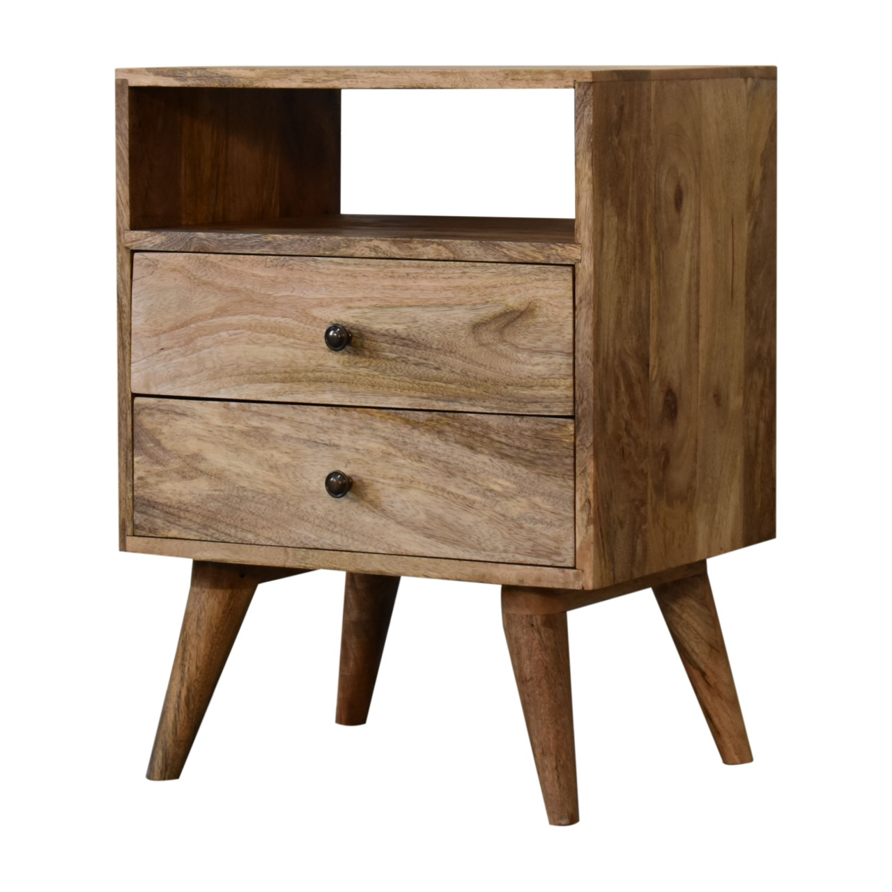 Artisan Furniture Solid Wood Classic Oak-ish Bedside, Beige, 2Drawers