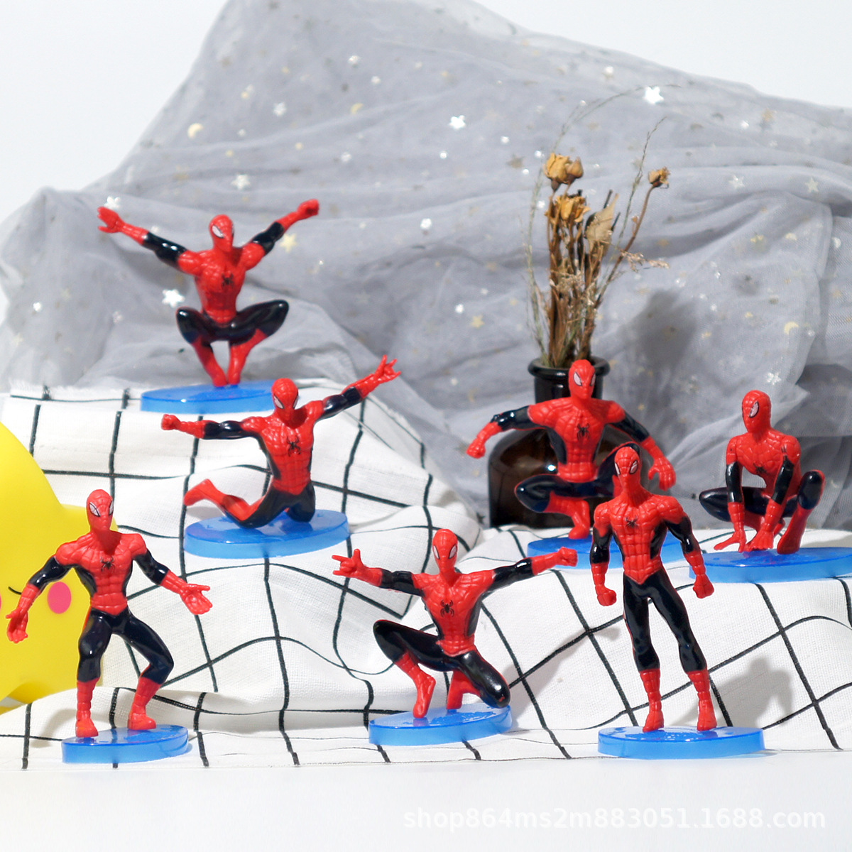 7 Pcs/Set Disney Cartoon Spiderman Plastic Action Figure  Party Model Supplies Ornaments Kids Birthday Cake Decoration Toy