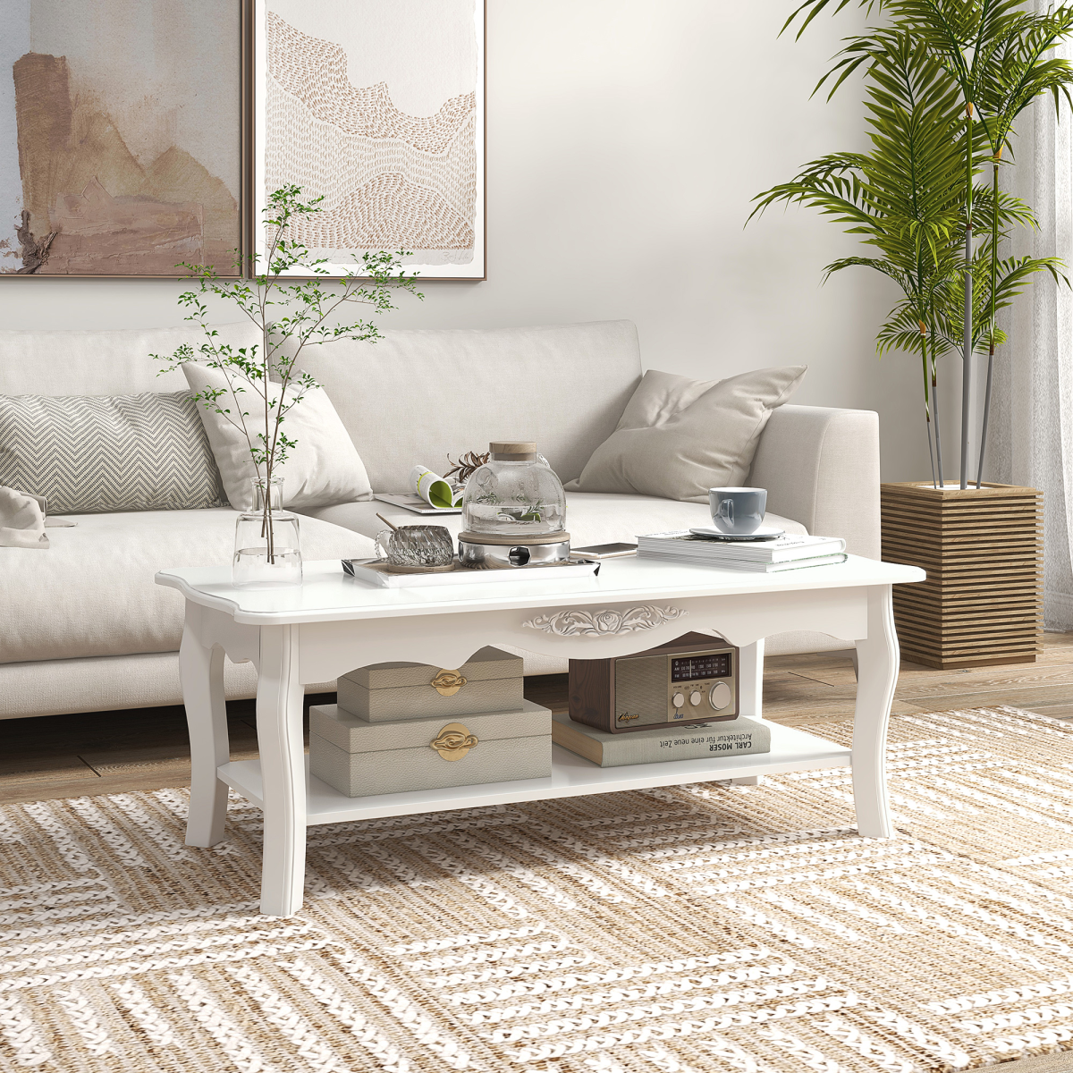 Coffee Table, 94Lx44Wx42H cm-White