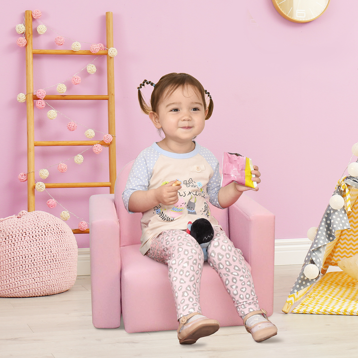HOMCOM Kids Mini Sofa 2 In 1 Table Chair Set Children Armchair Seat Girl Boys