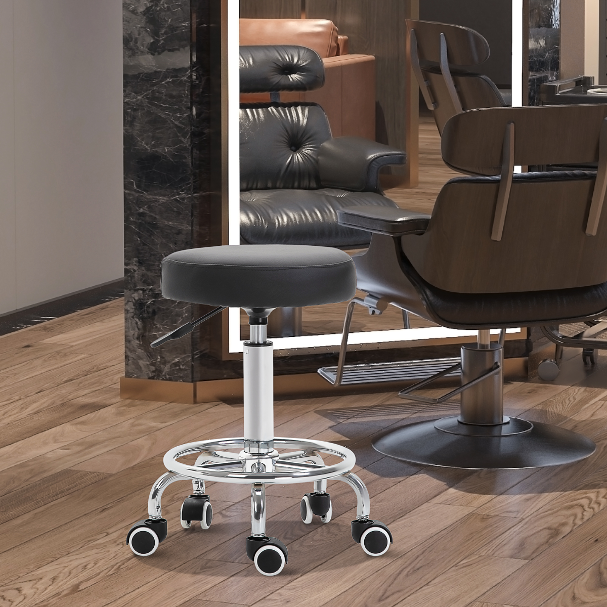 Adjustable Stool PU Leather and Footrest
