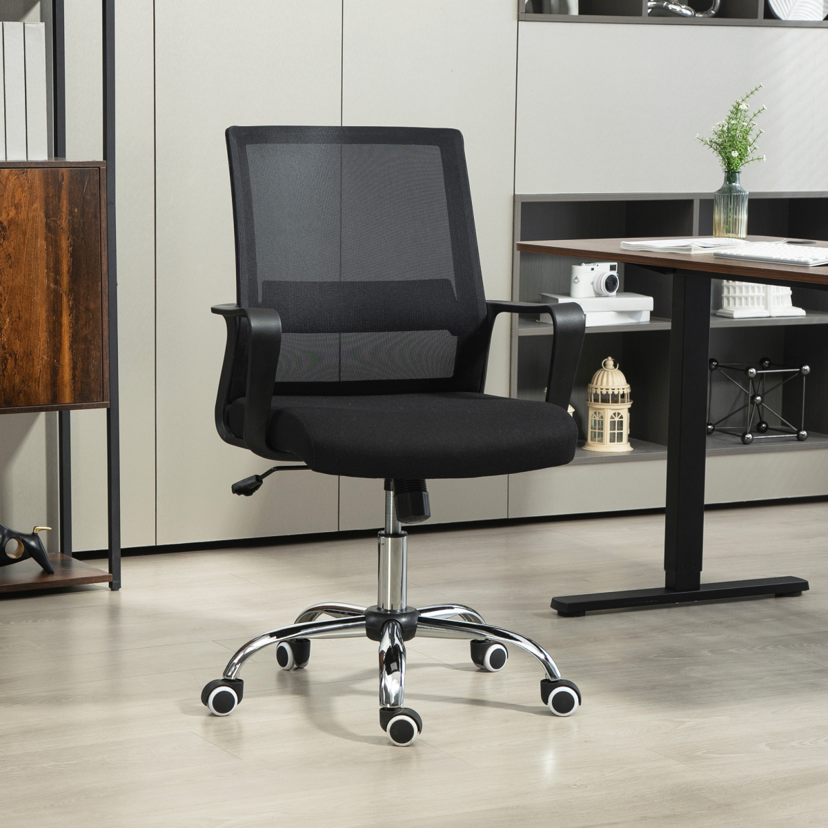 Vinsetto Mesh Office Chair Desk Chair w/ Swivel Seat Adjustable Height Black