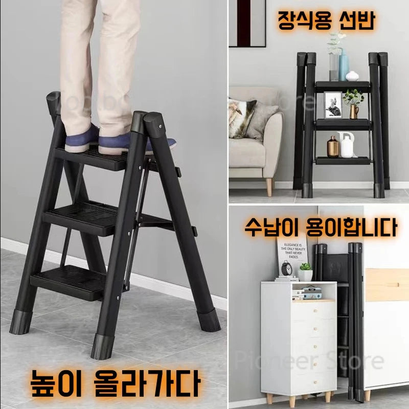 Foldable Carbon Steel Ladder - Versatile Space-Saving Solution