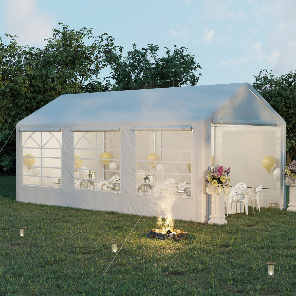 20 x 10  Car Tent Outdoor Car Canopy Shelter Water-Resistant Sidewall White