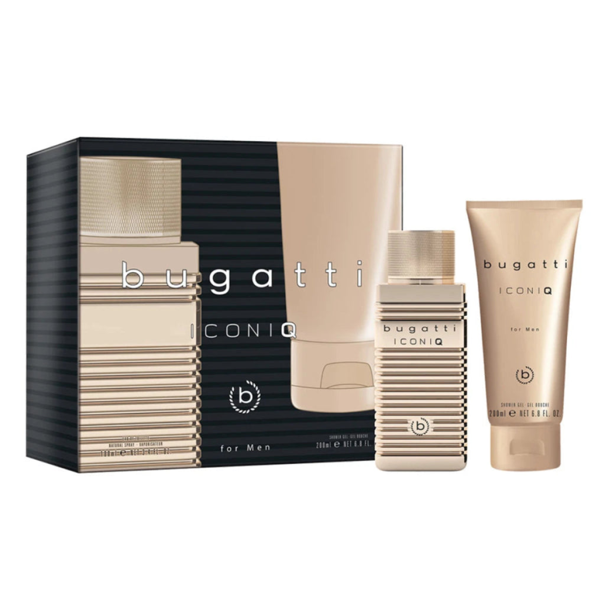 Bugatti Iconiq Gold Gift Set for Men: Eau De Toilette 100ml & Shower Gel 200ml