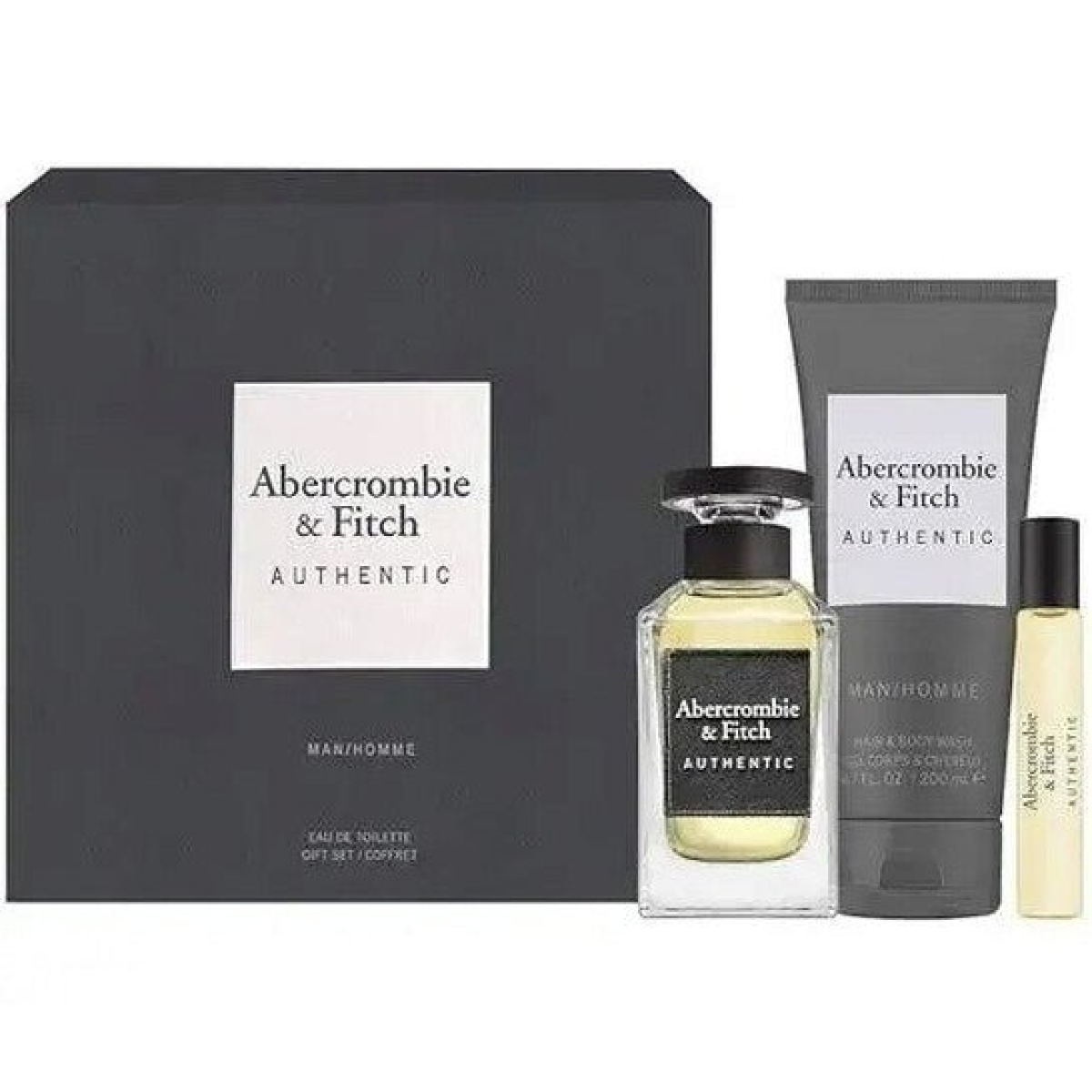 Abercrombie & Fitch Authentic Man Gift Set: 100ml EDT + 15ml + 200ml Wash (HTML)
