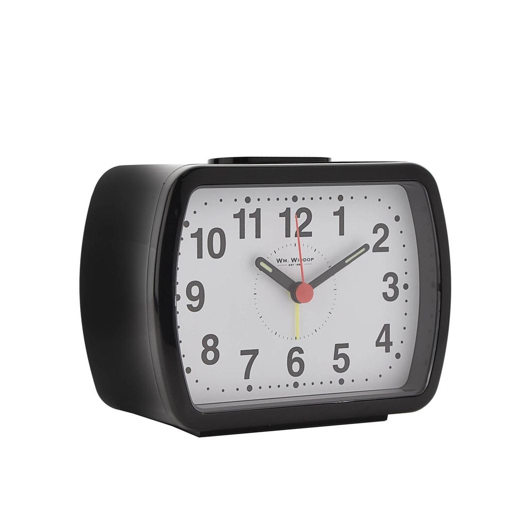 Wm.Widdop Qtz Alarm Clock Bell Oblong Blk/Green Dial 5184B