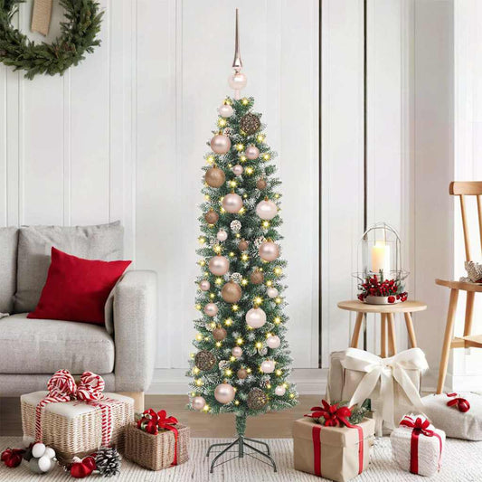 Artificial Slim Christmas Tree with 150 LEDs Green 120 cm