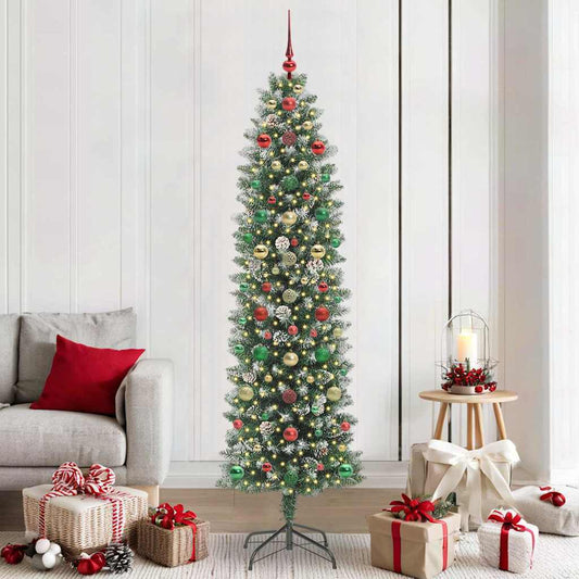 Artificial Slim Christmas Tree Green and white 210 cm