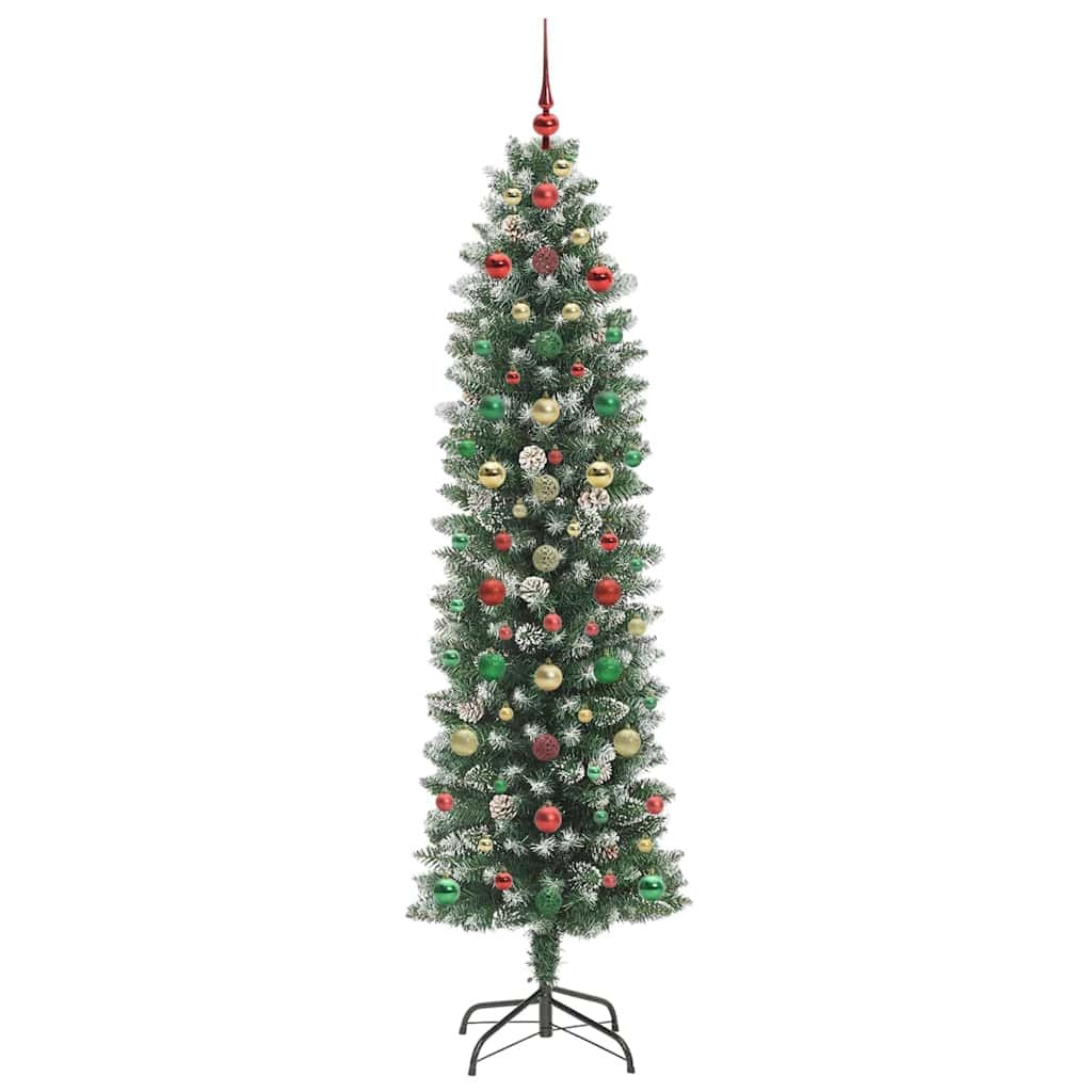 Artificial Slim Christmas Tree Green and white 210 cm