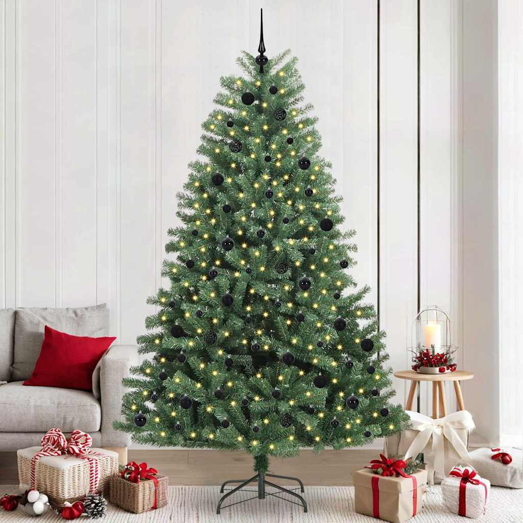 Artificial Hinged Christmas Tree Green 240 cm PVC and Metal