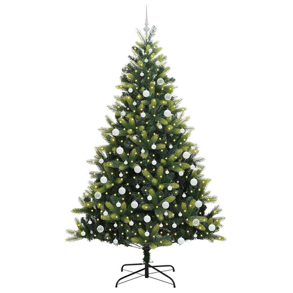 Artificial Hinged Christmas Tree 300 LEDs Green 210 cm