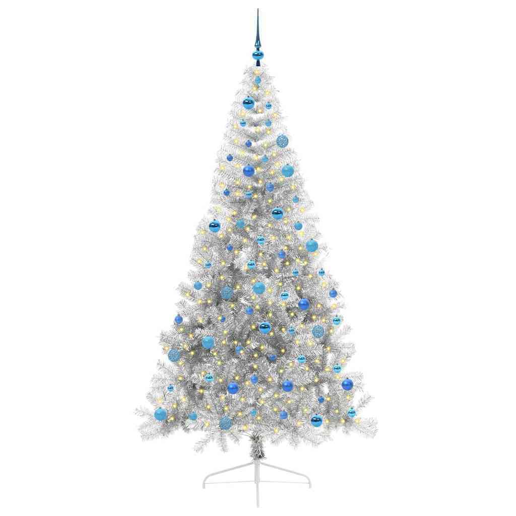 Artificial Pre-lit Christmas Tree Silver 240 cm PET