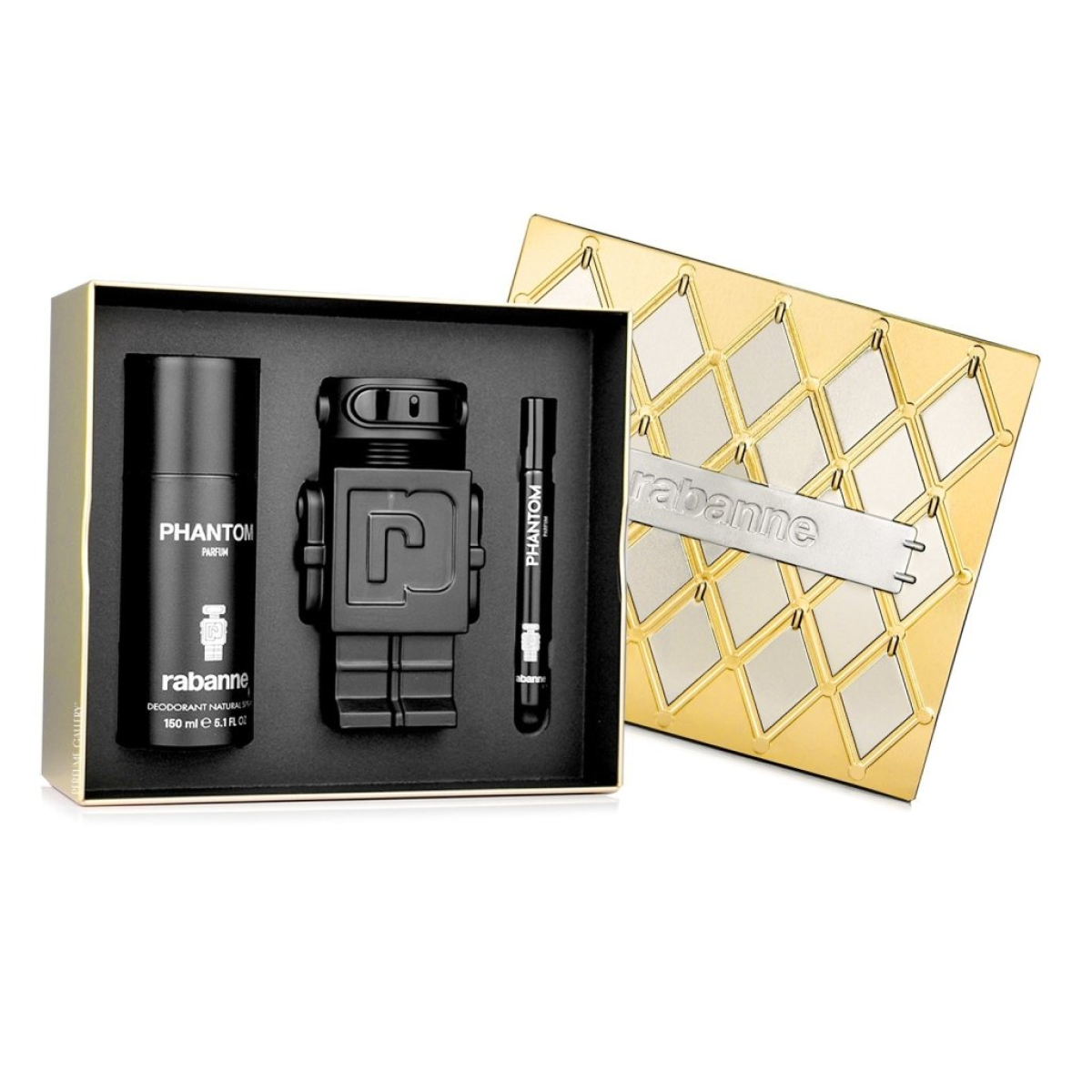 Paco Rabanne Phantom Gift Set: 100ml Parfum Spray, 150ml Deodorant, 10ml Travel
