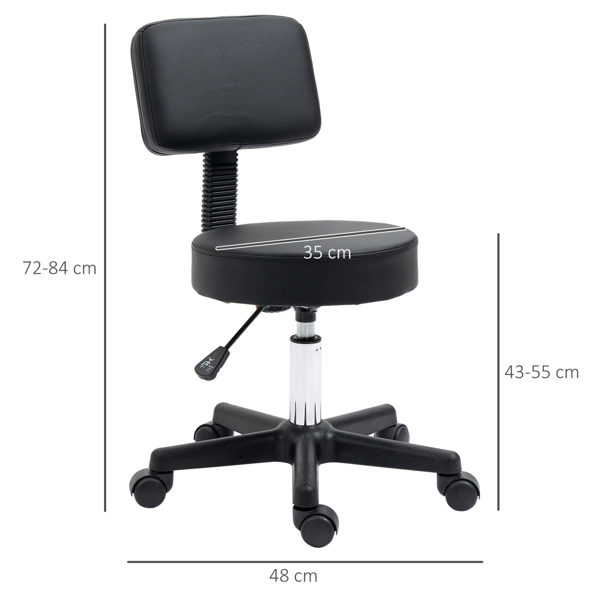 Beautician's Adjustable Swivel Salon Chair w/ Padded Seat Back 5 Wheels Black