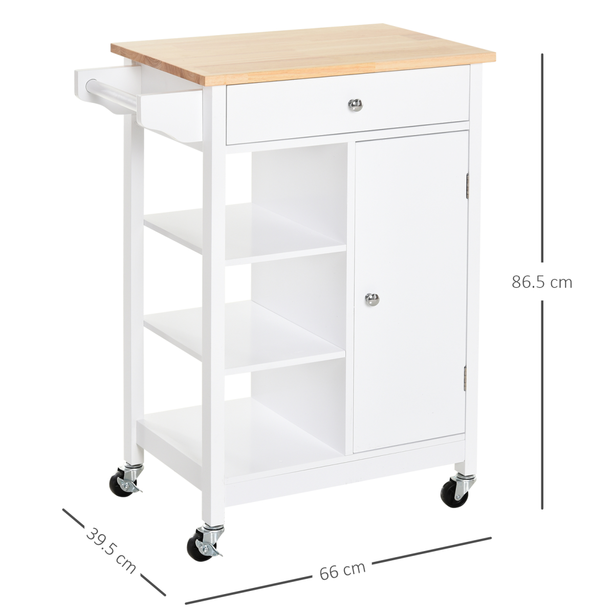 MDF Kitchen Storage Trolley White