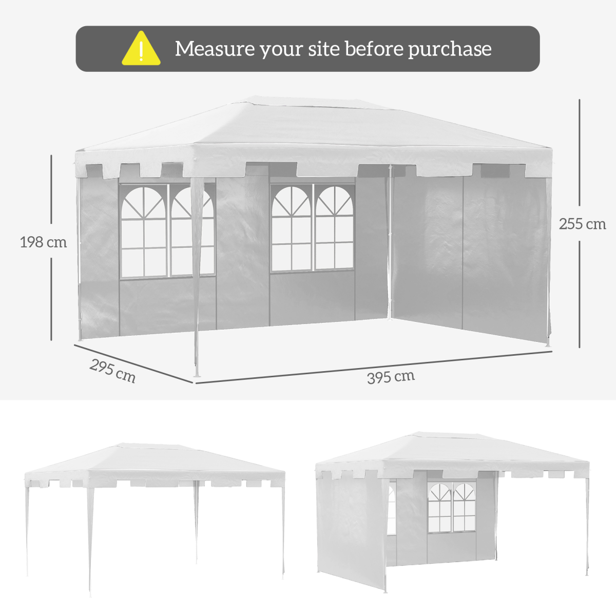 3 x 4 m Garden Gazebo Outdoor Canopy Marquee Party Tent White