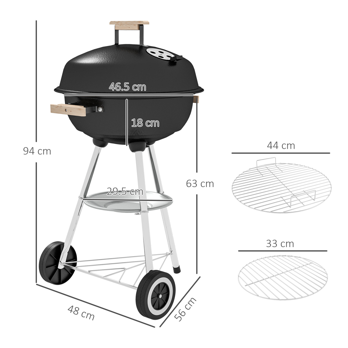 Outsunny BBQ Grill,  85H cm