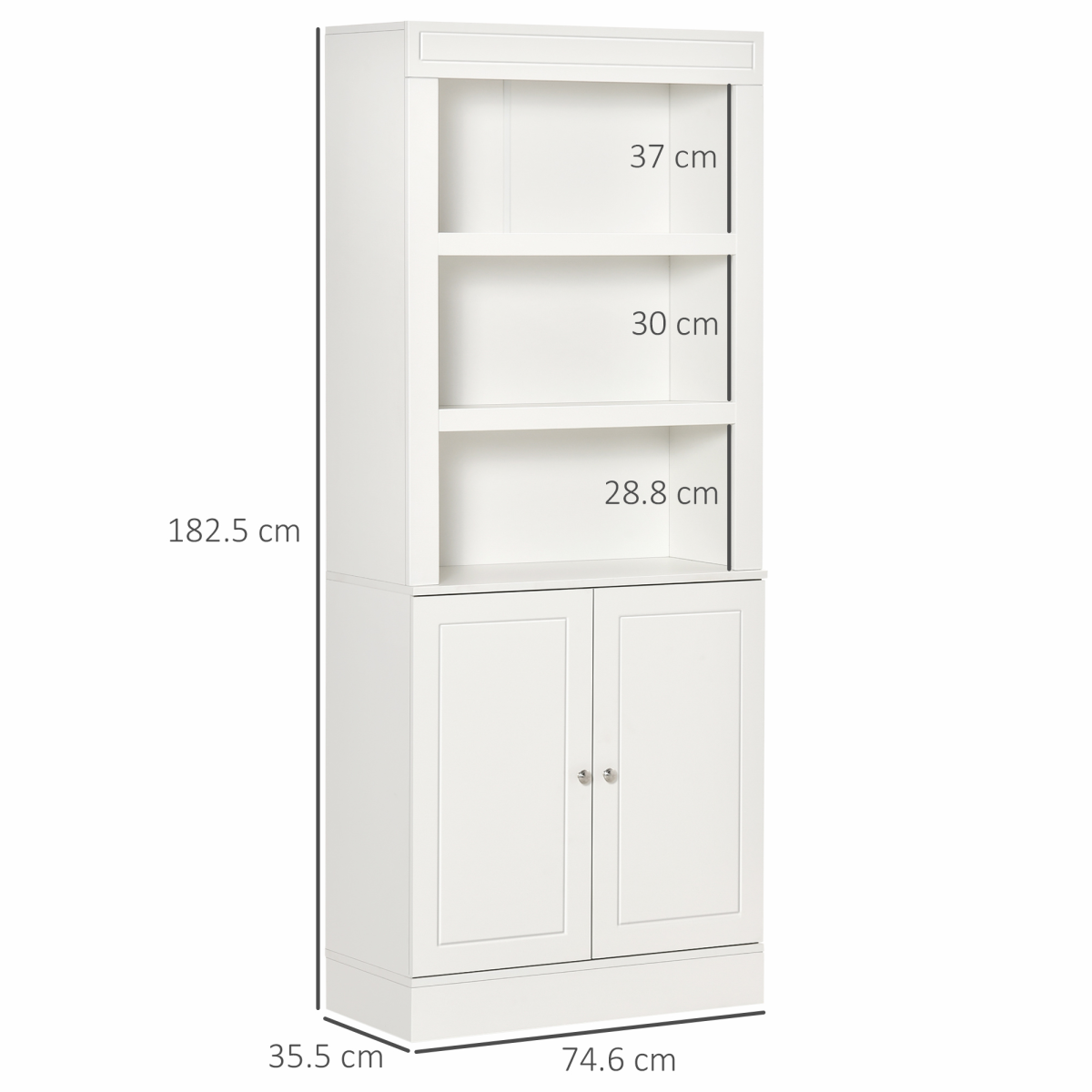 Kitchen Cupboard with 6-tier Shelving, Sideboard  Double-door , White