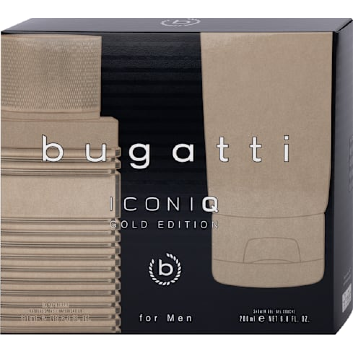 Bugatti Iconiq Gold Gift Set for Men: Eau De Toilette 100ml & Shower Gel 200ml