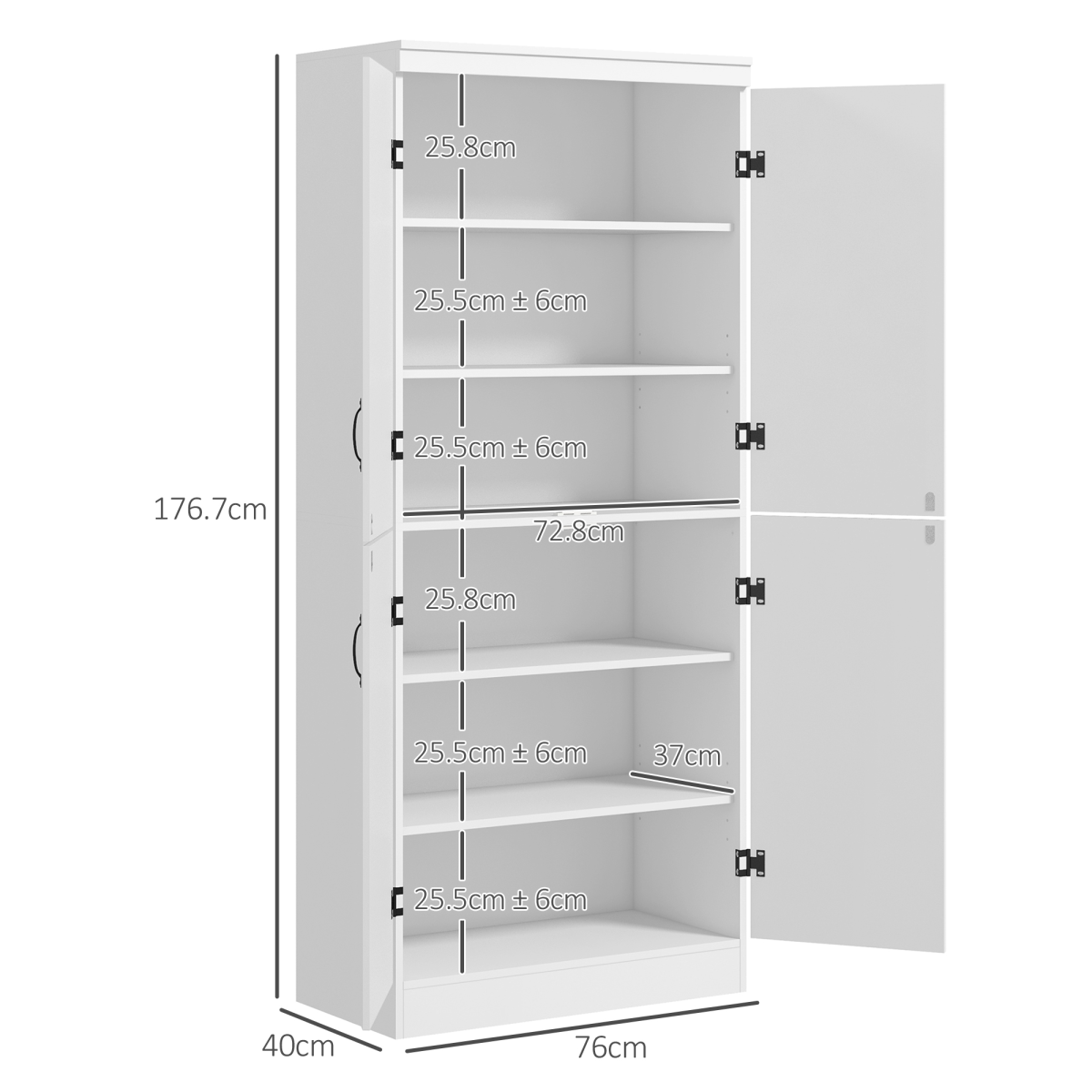 4-Door Kitchen Cabinet, ShelvesWhite