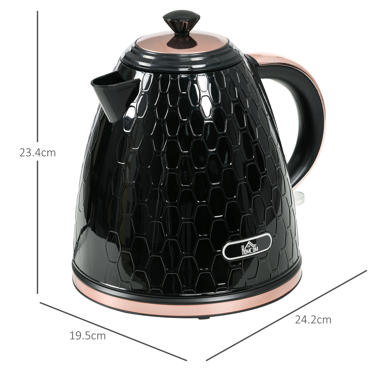 HOMCOM Electric Kettle, Fast Boil, 1.7L, 3kW, Swivel, Auto Shut-off, Black