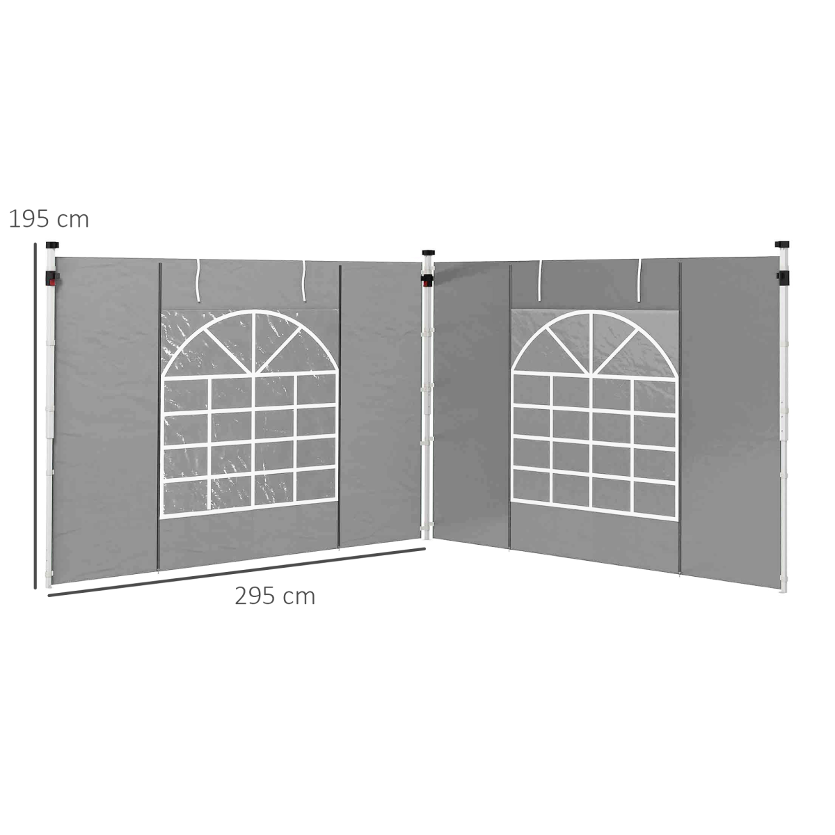 Outsunny 3x3(m) or 3x6m Pop Up Gazebo Side Panels Replacement, 2 Pack, Grey