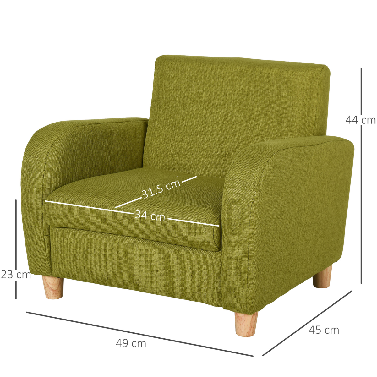 HOMCOM Child Armchair Wood Frame with Padding Seat Low-Rise Bedroom