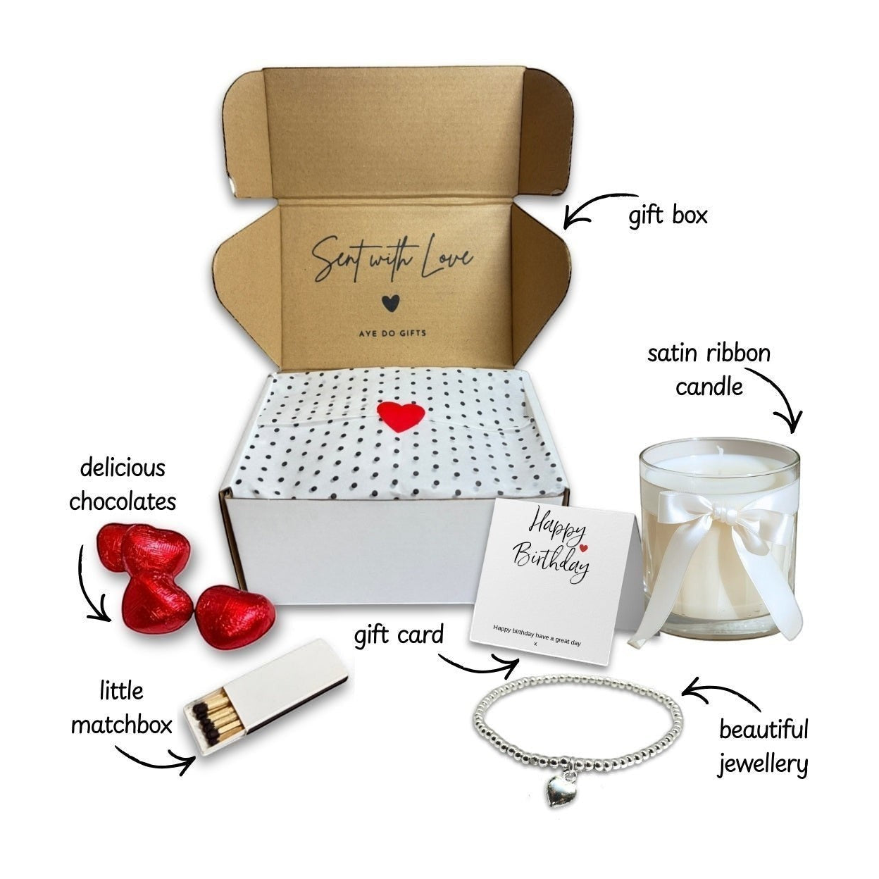 Small Best Cat Mum Gift Hamper Heart Earrings Chocolates & Candle