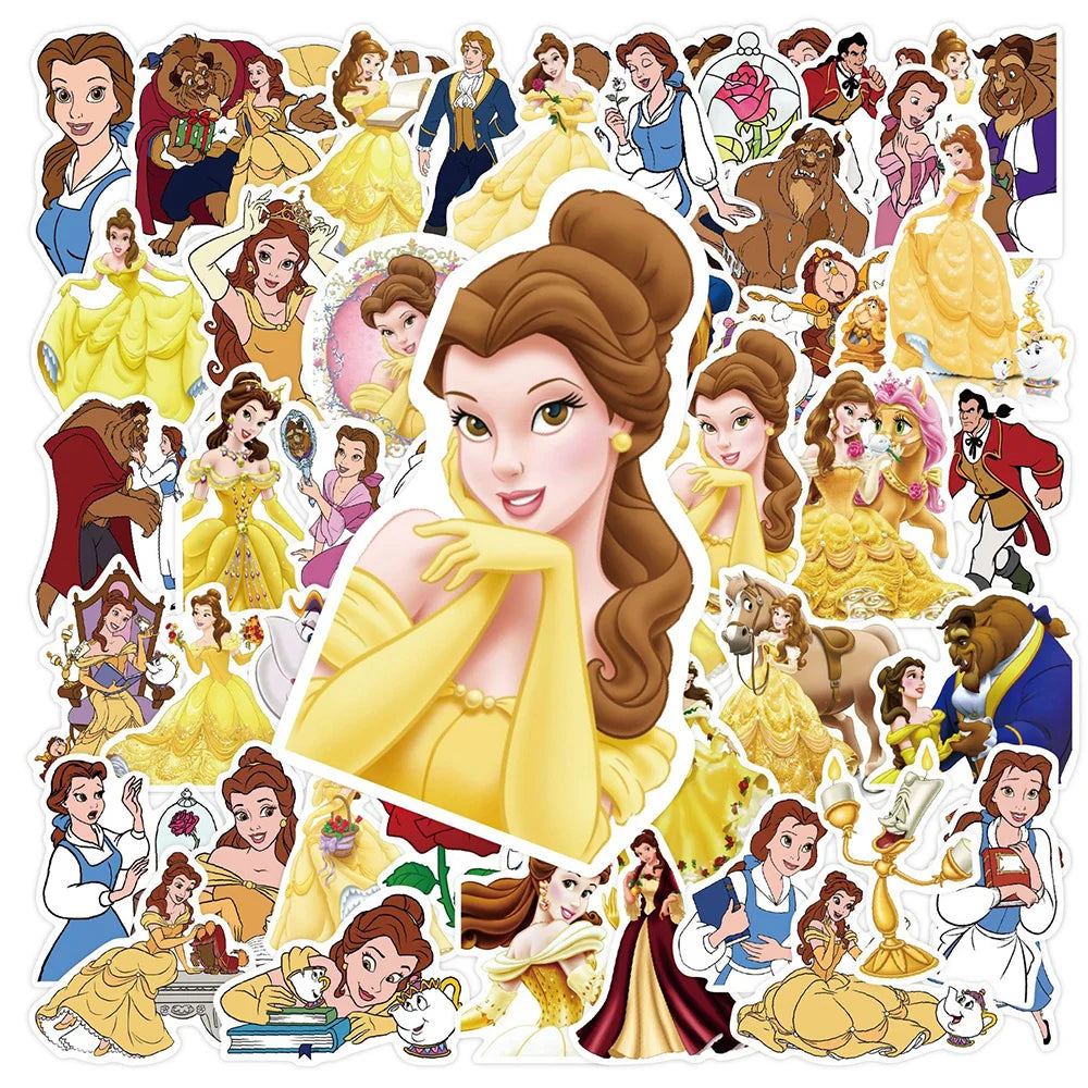 MINISO Waterproof Cartoon Stickers - Fun Disney Beauty & the Beast Decals