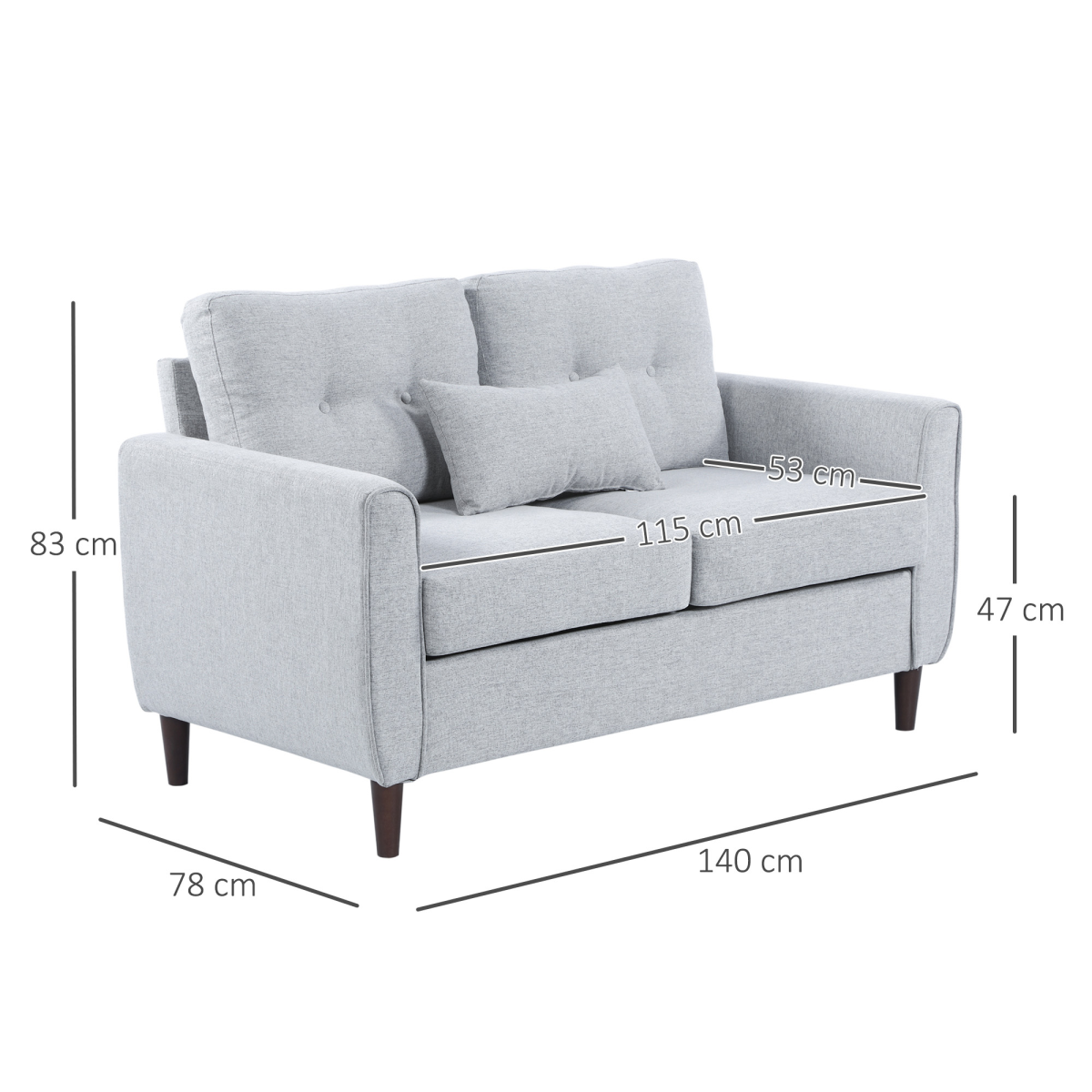 HOMCOM Modern Chic Loveseat with Armrest Spring Padding for Home Office