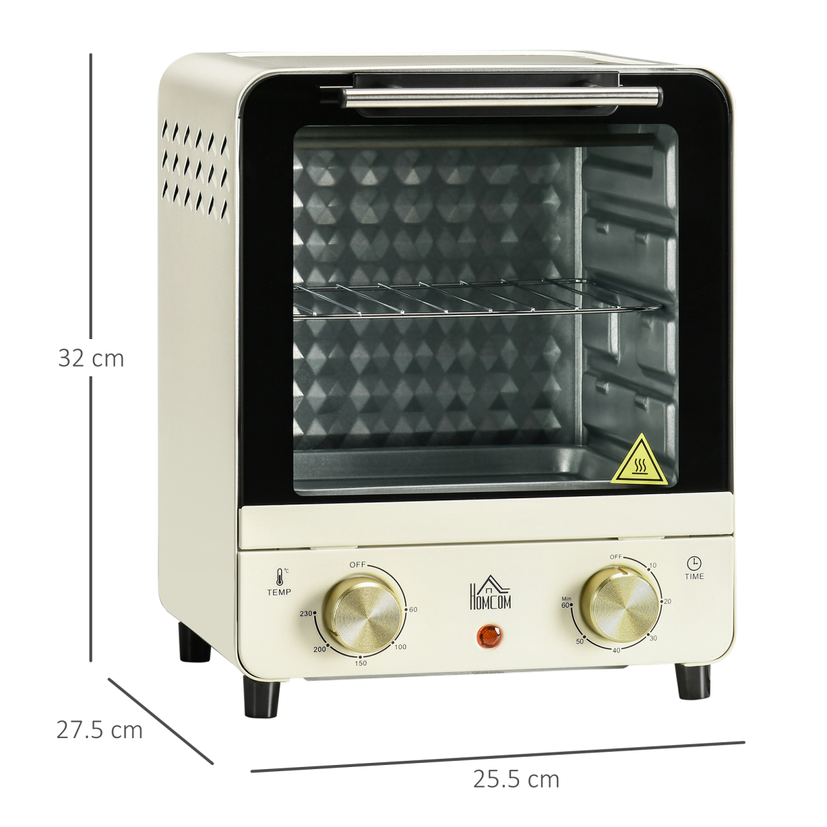 HOMCOM Convection Mini Oven Toaster Oven with Baking Tray Wire Rack Crumb Tray